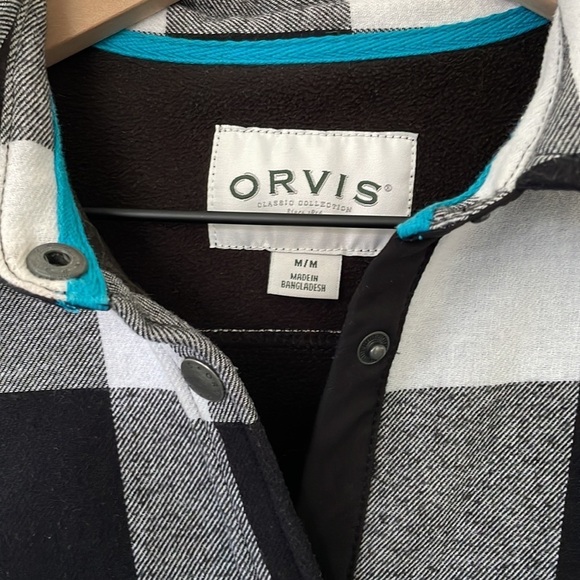 Orvis | Ladies Black White Checker Fleece Lined Button Front Shacket Size Medium - Picture 12 of 14